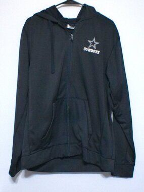 Dallas Cowboys Hoodie Men’s Large Black NFL Team Apparel Full Zip Sweatshirt